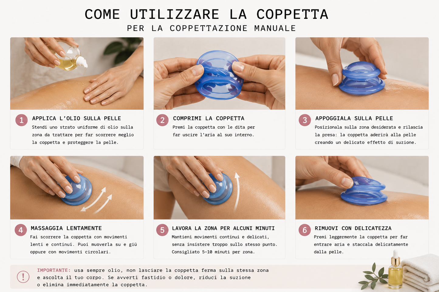 Coppette in Silicone per la Coppettazione Manuale | Pelli Sensibili